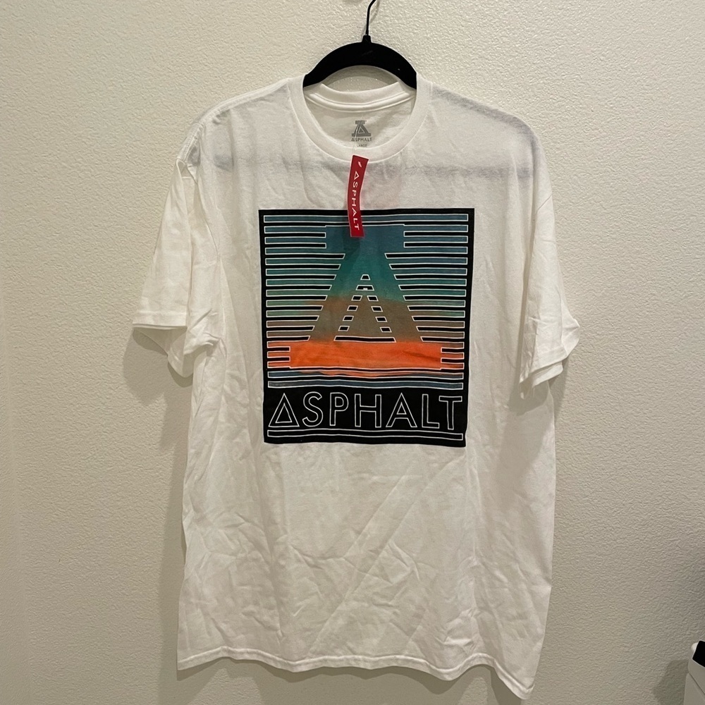 NWT Mens Asphalt Large Graphic Skater T-Shirt Short Sleeve White​​​​​​​